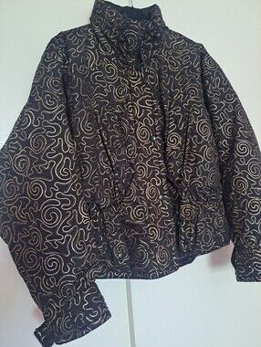 HOT MUSIC Black Jacket with Gold Swirl Pattern - Women's Coat